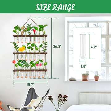 EVEAGE Propagation Station, Wall Hanging Planter Terrarium Retro 3 Tiered Propagation Test Tube for Hydroponic Plants Cutting Home Office Garden Decor with 22 Glass Tubes (Fairy Light Style)