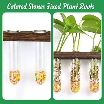 EVEAGE Propagation Station, Wall Hanging Planter Terrarium Retro 3 Tiered Propagation Test Tube for Hydroponic Plants Cutting Home Office Garden Decor with 22 Glass Tubes (Fairy Light Style)