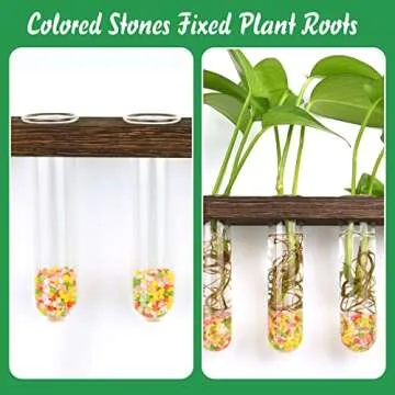 EVEAGE Propagation Station, Wall Hanging Planter Terrarium Retro 3 Tiered Propagation Test Tube for Hydroponic Plants Cutting Home Office Garden Decor with 22 Glass Tubes (Fairy Light Style)