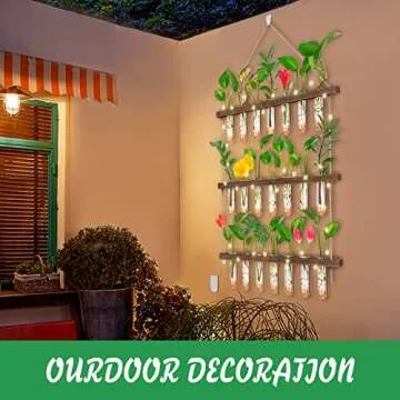 EVEAGE Propagation Station, Wall Hanging Planter Terrarium Retro 3 Tiered Propagation Test Tube for Hydroponic Plants Cutting Home Office Garden Decor with 22 Glass Tubes (Fairy Light Style)