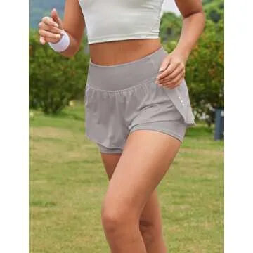 PINSPARK Comfortable High Rise Running Shorts for Women