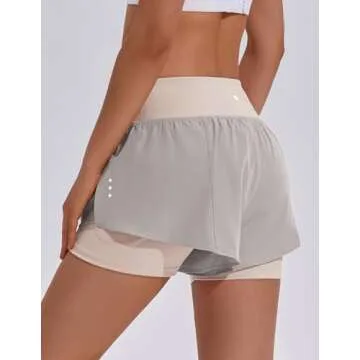 PINSPARK Comfortable High Rise Running Shorts for Women