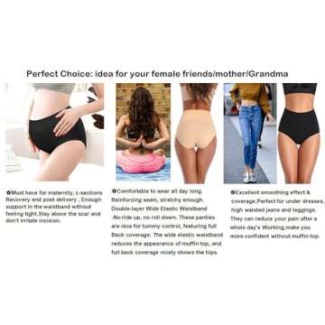 ANNYISON Womens Underwear, Soft Cotton High Waist Breathable Solid Color Briefs Panties for Women