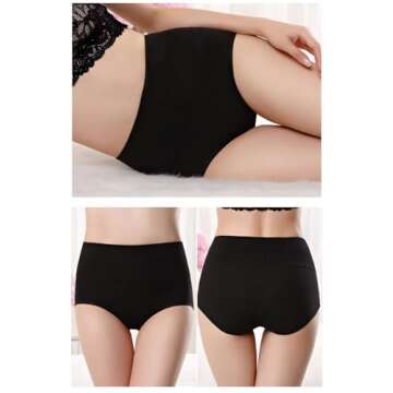 ANNYISON Womens Underwear, Soft Cotton High Waist Breathable Solid Color Briefs Panties for Women