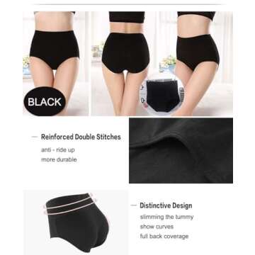 ANNYISON Womens Underwear, Soft Cotton High Waist Breathable Solid Color Briefs Panties for Women
