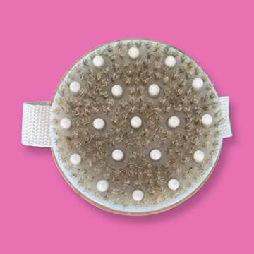 Dry Brushing Body Brush | Plump Beauty Co. | Hand Held, Organic, Medium Bristle, Skin Exfoliating Brush for Smooth Skin, Cellulite Reduction, Blood Circulation, Massage, and Lymphatic Drainage.