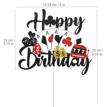 Casino Cake Topper Happy Birthday: Las Vegas Decorations