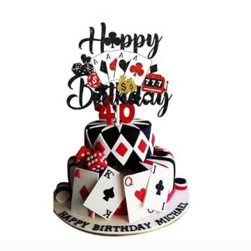 Casino Cake Topper Poker Chips Vegas Party Supplies
