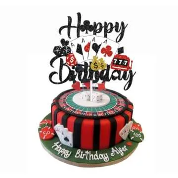 Casino Cake Topper Poker Chips Vegas Party Supplies
