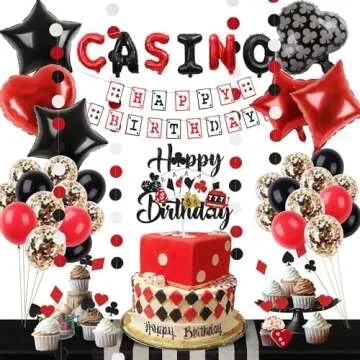 Casino Cake Topper Poker Chips Vegas Party Supplies