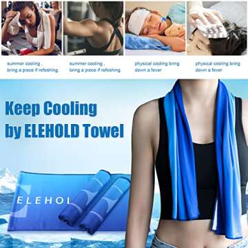 ELEHOLD Ice Towel Cooling Towels for Neck,12" x 39" Microfiber Towel Breathable Cold Towel, Instant ...