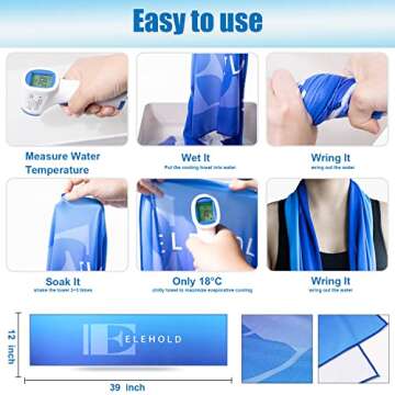 ELEHOLD Ice Towel Cooling Towels for Neck,12" x 39" Microfiber Towel Breathable Cold Towel, Instant Chilly Towel for Head, Yoga, Golf, Sports, Gym, Workout, Athletes, Camping Towel