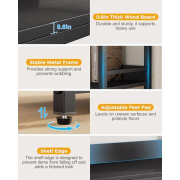 Aquzee Large 5-Tier Corner Bookshelf - Modern Tall Corner Shelf Storage Display Rack with Sturdy Metal Frame - Perfect for Living Room, Home Office, Books and Decor Display