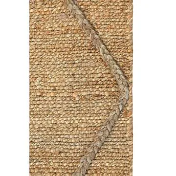 Abani Bohemian Trellis Design Premium Natural Jute Area Rug Rugs Soft Textured Farmhouse Style 6' x 9' Living Room Rug