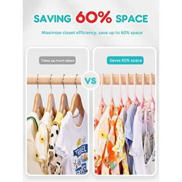 Smartor Pink Plastic Baby Hangers 60 Pack, Durable Kids Hangers with Dividers, Space Saving Baby Clothes Hangers for Closet, Cute Baby Hangers for Nursery, Clothing Hangers for Infant, Baby, Kids