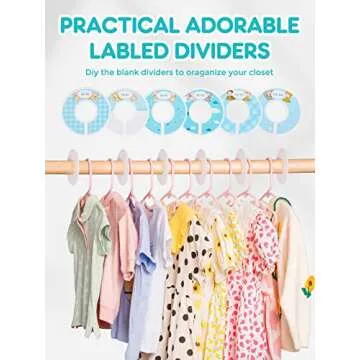 Smartor Pink Plastic Baby Hangers 60 Pack, Durable Kids Hangers with Dividers, Space Saving Baby Clothes Hangers for Closet, Cute Baby Hangers for Nursery, Clothing Hangers for Infant, Baby, Kids