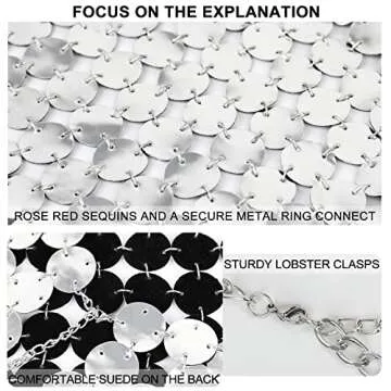 BELLALULU Sequin Body Chain Dress, Sexy Halter Backless Beach Bikini Dress, Summer Hollow V-Neck Pu Body Jewelry for Women, Night Club Festivals Party Rave Outfits