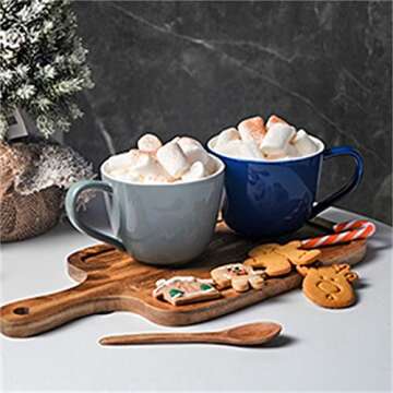 Sweese Coffee Mug, 17 Ounce Porcelain Soup Mugs with Handles, Jumbo Mugs Set of 2, Large Coffee Mugs for Coffee, Tea, Soup, Ice Cream, Cereal, Gray No.620.213