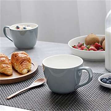 Sweese Coffee Mug, 17 Ounce Porcelain Soup Mugs with Handles, Jumbo Mugs Set of 2, Large Coffee Mugs for Coffee, Tea, Soup, Ice Cream, Cereal, Gray No.620.213