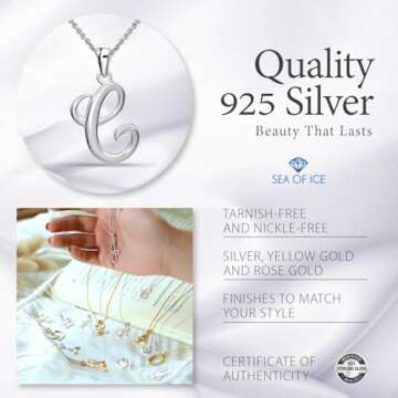 Personalized SEA OF ICE C Initial Necklace for Women