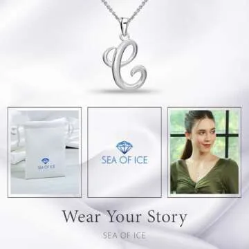 Personalized SEA OF ICE C Initial Necklace for Women