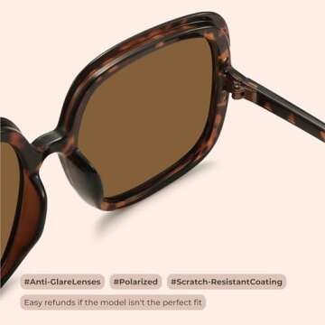 miyya Oversized Polarized Sunglasses Women, Trendy Retro Sun Glasses for Women 2024, Oversized Shades