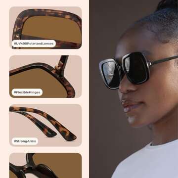 miyya Oversized Polarized Sunglasses Women, Trendy Retro Sun Glasses for Women 2024, Oversized Shades
