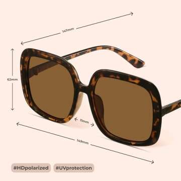 miyya Oversized Polarized Sunglasses Women, Trendy Retro Sun Glasses for Women 2024, Oversized Shades