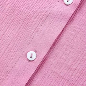 Amuver Women's Summer Casual Two Pieces Outfit Set Half Sleeve Button-Down Shirt High Waisted Shorts Tracksuit (Large, Pink)