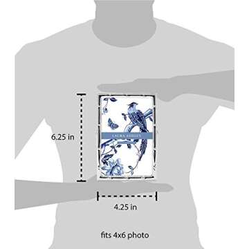 Laura Ashley 4x6 Silver Bamboo Metal Picture Frame (Vertical) with Pull-Out Easel Stand, Made for Tabletop, Counterspace, Shelf and Desk