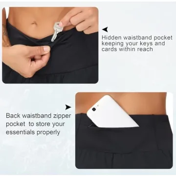 THE GYM PEOPLE Womens High Waisted Running Shorts Quick Dry Athletic Workout Shorts with Mesh Liner Zipper Pockets (Black, X-Large)