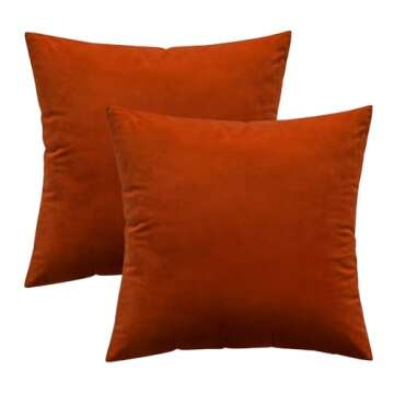 MIULEE Pack of 2 Burnt Orange Pillow Covers 18x18 Inch Soft Velvet Fall Throw Pillow Covers Set Decorative Couch Throw Pillows Square Cushion Covers Pillowcases for Sofa Bedroom