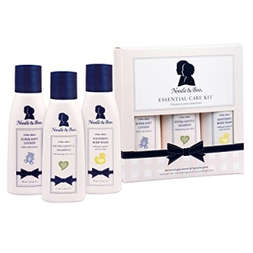 Noodle & Boo Essential Care 3 Piece Kit - Super Soft Baby Lotion, Extra Gentle Shampoo, Soothing Bod...