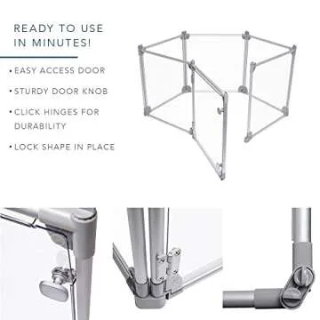 Foldable Indoor/Outdoor Dog Playpen with Transparent Panels & Silver Rods - For Puppies, Cats, Bunnies