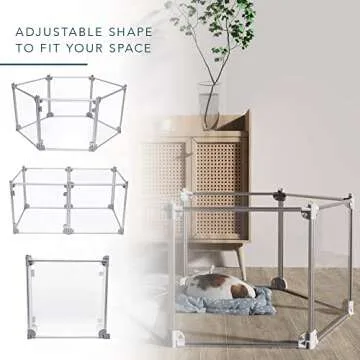 Foldable Indoor/Outdoor Dog Playpen with Transparent Panels & Silver Rods - For Puppies, Cats, Bunnies