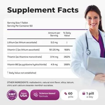 NORMOTIM Brain Supplements for Memory and Focus with Lithium Ascorbate 5 mg, Vitamin C, B1, B6-60 Capsules - Stress Relief for Clarity, Productivity, and Brain Health - Focus Supplement
