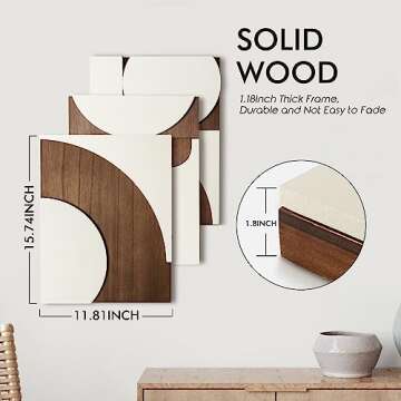 Oakrain 3 Packs Wood Wall Decor - Geometry Abstract Modern Home Wood Wall Art Sculpture for Living R...