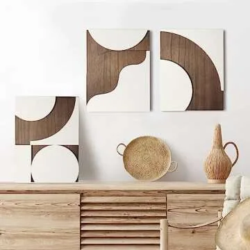 Oakrain 3 Packs Modern Wood Wall Decor for Home