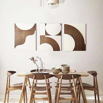 Oakrain 3 Packs Modern Wood Wall Decor for Home