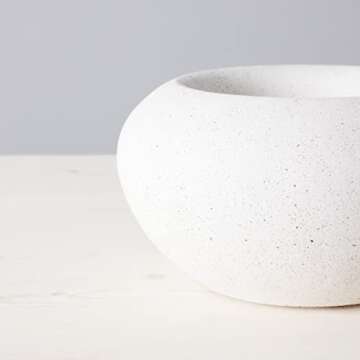 TerraFlame Stone Fire Bowl Table Top | Portable Concrete Fire Pit for Indoor and Outdoor | 1 Gel Fuel Can | Clean Burning and Smoke-Free | Protective Cork Base | StoneCast White Finish