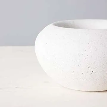 TerraFlame Stone Fire Bowl Table Top | Portable Concrete Fire Pit for Indoor and Outdoor | 1 Gel Fuel Can | Clean Burning and Smoke-Free | Protective Cork Base | StoneCast White Finish