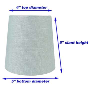 Meriville Set of 2 Capri Linen Clip On Chandelier Lamp Shades, 4-inch by 5-inch by 5-inch