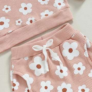 Newborn Baby Girl Clothes Set Flower Print Sweatshirts Tops Pants Bow Headband 6 12 18 24 Months Infant Fall Clothes (A Pink, 18-24 Months)