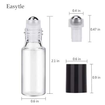 Easytle Essential Oil Roller Bottles 24 Pack 5ml Clear Glass Roller Bottles for Oils (96 Pieces Labels, 2 Opener, 4 Funnels, 4 Dropper) Roll on Bottles with Stainless Steel Roller Balls and Caps