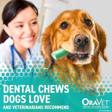 ORAVET Dental Chews for Dogs, Oral Care and Hygiene Chews (Medium Dogs, 25-50 lbs.) Purple Pouch, 30 Count