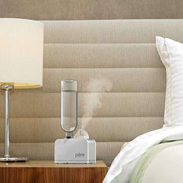 Pure Enrichment MistAire Travel - Ultrasonic Cool Mist Water Bottle Humidifier with Auto Shut-Off, Mood Light, Fold-Out Leg, and Storage Bag for Portable Use at Home, Office, Hotel, and More