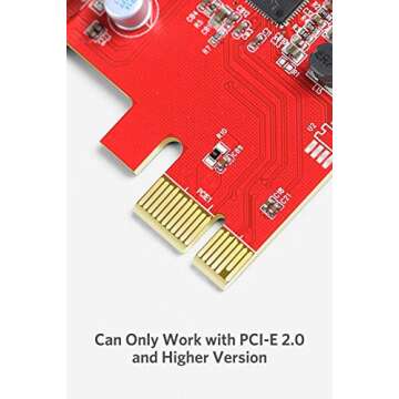 Inateck PCI-e to USB 3.0 (4 Ports) PCI Express Card and 15-Pin Power Connector, Red