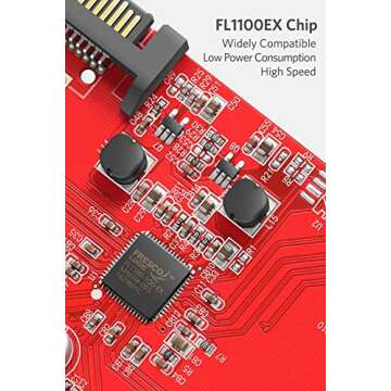 Inateck PCI-e to USB 3.0 (4 Ports) PCI Express Card and 15-Pin Power Connector, Red