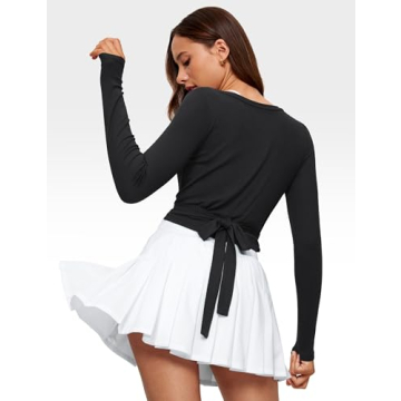 INGIA Women's Soft Knit Cross Wrap Top for Yoga & Gym