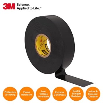 Scotch Super33 Vinyl Electrical Tape - 66 ft, Black, Strong Adhesive